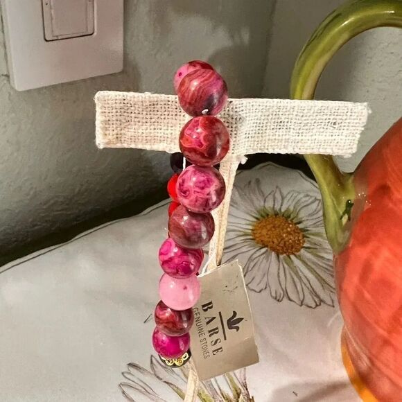 NWT Barse Genuine Stones Stretch Red Agate Bracelet #BJBR - Picture 4 of 9